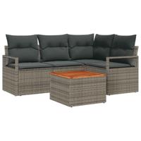 Tuinbankenset met opslag 5 pcs Grijs poly rattan - thumbnail