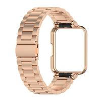 By Qubix - Stalen schakelband met case - Rosé goud - Xiaomi Redmi Watch 2 (Lite) - thumbnail
