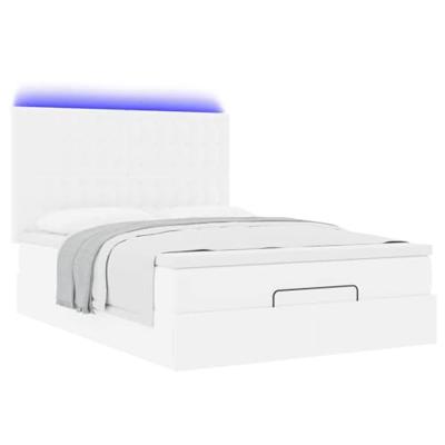 Ottoman bed met matras en LED's 140x200cm kunstleer wit