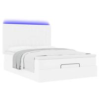 Ottoman bed met matras en LED's 140x200cm kunstleer wit - thumbnail