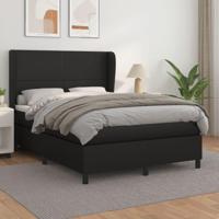 Boxspring met matras kunstleer zwart 140x200 cm - thumbnail