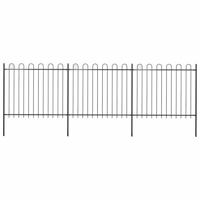 Tuinhek met ringtop staal 537x150 cm zwart - thumbnail