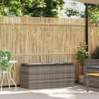 Tuinbank met kussen 110x40x44 cm poly rattan grijs - thumbnail
