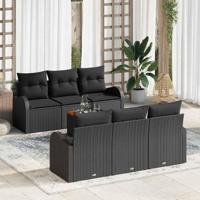 Tuinbankenset met opslag 7 pcs Zwart poly rattan - thumbnail