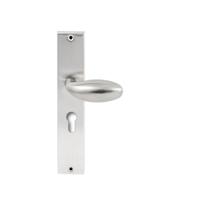 Hardbrass Knopkruk Golf op rechthoekig langschild profielcilindergat 55mm - RVS - thumbnail