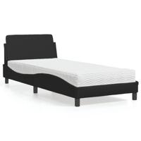 Bed met matras kunstleer zwart 90x190 cm - thumbnail