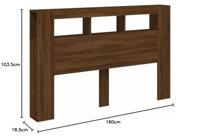 Hoofdeinde met LED 160x18,5x103,5 cm bewerkt hout bruineiken - thumbnail