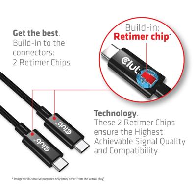 Club 3D usb4 gen3x2 type-c bi-directional kabel, 3 meter (zwart, 8k60hz of 4k120hz, data 40gbps, pd 240w(48v/5a) epr)