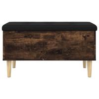 Opbergbankje 82x42x46 cm bewerkt hout gerookt eikenkleurig - thumbnail