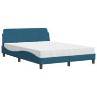 Bed met matras "Dover" fluweel blauw 140x200 cm - thumbnail
