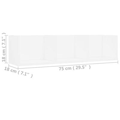 Cd-wandschap 75x18x18 cm bewerkt hout wit