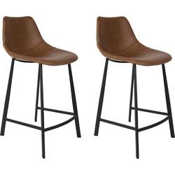 Dutchbone Barkruk 'Franky' PU (zithoogte 65cm), kleur Bruin