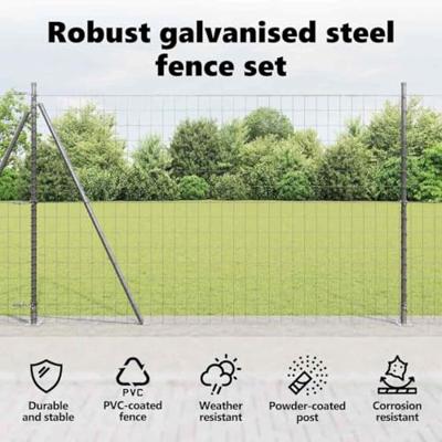 VidaXL Hek met paal grijs 1,6 x 10 m staal en pvc