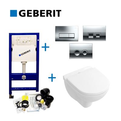 Geberit UP100 Toiletset set48 Villeroy & Boch O.Novo DirectFlush Compact Met Delta drukplaat