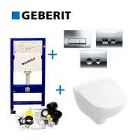 Geberit UP100 Toiletset 54 Villeroy & Boch O.Novo DirectFlush Compact Met Bril En Drukplaat - thumbnail
