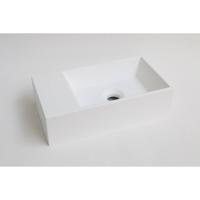 INK Fontein Contra Polystone Rechthoek Zonder Kraangat Links Mat Wit 40x22x10 cm - thumbnail
