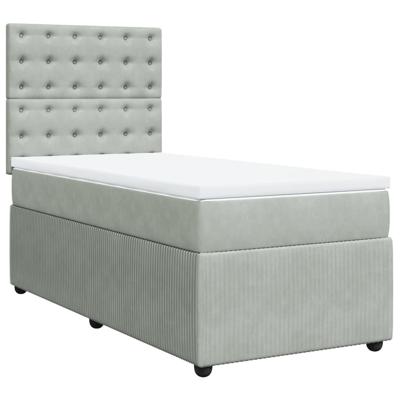 Boxspring met matras fluweel lichtgrijs 90x190 cm