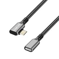 Logilink CUA0112 - USB 3.2 Gen1 Type-C verlengkabel met PD ondersteuning (PowerDelivery), stekker 90° hoek, kleur: zwart/grijs, kabellengte: 2 m - thumbnail