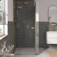 Saqu Parro Douchedeur 90x210 cm Geborsteld Messing Helder Glas - thumbnail