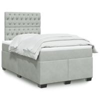 Boxspring met matras fluweel lichtgrijs 120x190 cm - thumbnail