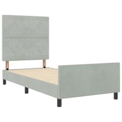 Bedframe met hoofdeinde Lichtgrijs 100 x 200 cm Fluweel