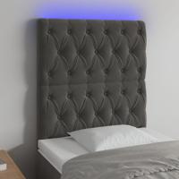 Hoofdbord LED 144x7x118/128 cm fluweel donkergrijs - thumbnail