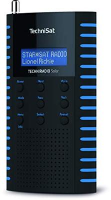 TechniSat TECHNIRADIO Solar - draagbare DAB-radio (DAB+, FM, hoofdtelefoonaansluiting, opladen via zonnepaneel, IPX 5 spatwaterdicht) zwart/blauw