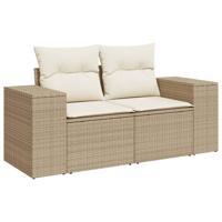 8-delige Loungeset met kussens poly rattan beige - thumbnail