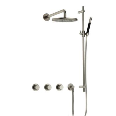 Hotbath Cobber X - CX7067 - Inbouw Regendoucheset - Geborsteld Nikkel - 2 Stopkranen - Thermostatisch - Wandarm 40 cm - Hoofddouche 200 mm - Staafhanddouche - Glijstang 900 mm - Waterbesparend