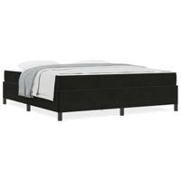 Bedframe met matras Zwart en Wit en Zwart 180 x 200 cm Fluweel - thumbnail