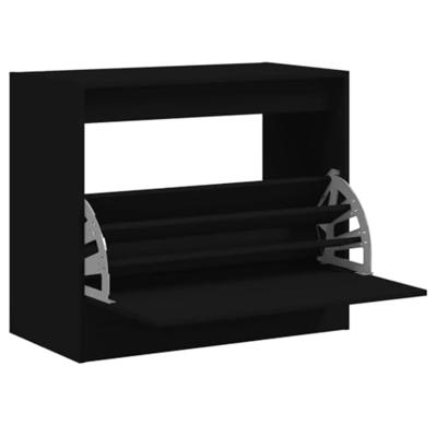 VidaXL Schoenenkast 80x42x69 cm bewerkt hout zwart VidaXL Schoenenkast 80x42x69 cm bewerkt hout zwart