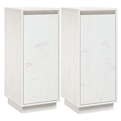 Dressoirs 2 st 31,5x34x75 cm massief grenenhout wit