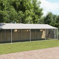 Hondenhok met dak en deur 12x2x2 m gegalvaniseerd staal grijs - thumbnail