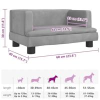 Hondenmand 60x40x30 cm fluweel lichtgrijs - thumbnail