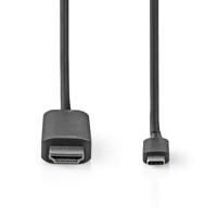 Nedis CCGB64655BK20 Usb-adapter Usb 3.2 Gen 1 Usb-c™ Male Hdmi™ Connector 2.00 M Rond Vernikkeld Pvc Zwart Doos - thumbnail