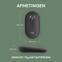 Logitech Pebble Mouse 2 M350s Muis Bluetooth Optisch Grafiet 3 Toetsen 400 dpi, 4000 dpi Geïntegreerd scrollwiel - thumbnail