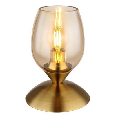 Globo TafellampKuwaita goud met amber glas - 24007M