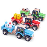 New Classic Toys Tractor blauw met aanhanger en melkbussen - thumbnail