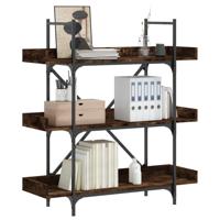 Boekenkast 3-laags 100x33x108,5 cm bewerkt hout gerookt eiken - thumbnail