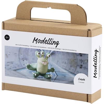 Creativ Company Mini hobbyset boetseren, monster lulu, lichtgroen, donkergroen, 1 doos
