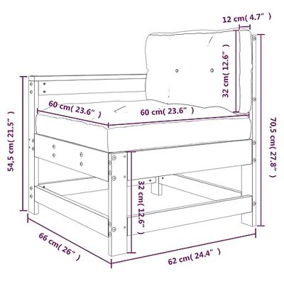 Tuinstoel met kussens geïmpregneerd grenenhout