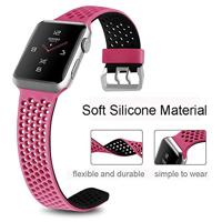 Bandje met gaatjes - 2 kleuren - Roze met zwart - Geschikt voor Apple Watch 44mm / 45mm / 46mm / 49mm - thumbnail