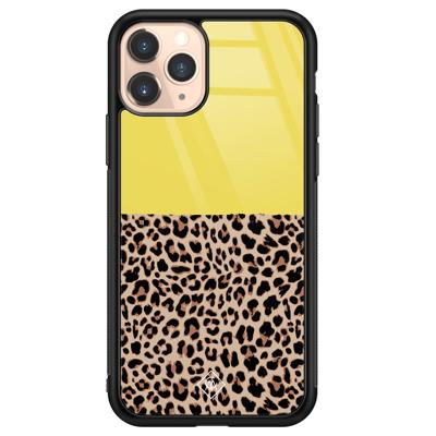 iPhone 11 Pro glazen hardcase - Luipaard geel