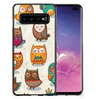 Samsung Galaxy S10+ Back Cover Vrolijke Uilen - thumbnail