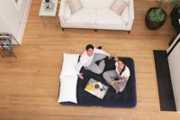 Materasso gonfiabile doppio floccato BESTWAY Horizon + Pompa elettrica Sidewinder + Borsa - 2 posti - Blu - thumbnail