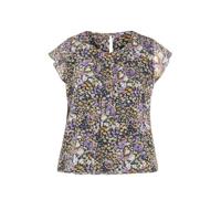 Paprika gebloemd semi-transparant T-shirt paars/bruin/wit - thumbnail