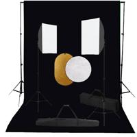 Fotostudioset met softboxlampen, achtergrond en reflector - thumbnail