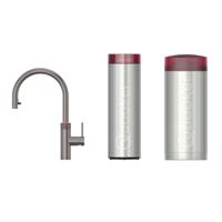 Quooker Flex Round Keukenkraan Set - Kokend Warm- en Koud Water - Uittrekbare Slang - Gunmetal - met COMBI+ Reservoir & CUBE - Direct Gekoeld Bruisend Water - thumbnail