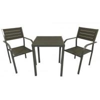 Bistroset 60 x 60 cm met aluminium frame en polywood tafelblad - thumbnail