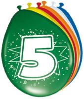 Folat BV Cijfer ballonnen 5 jaar, 8st. - thumbnail